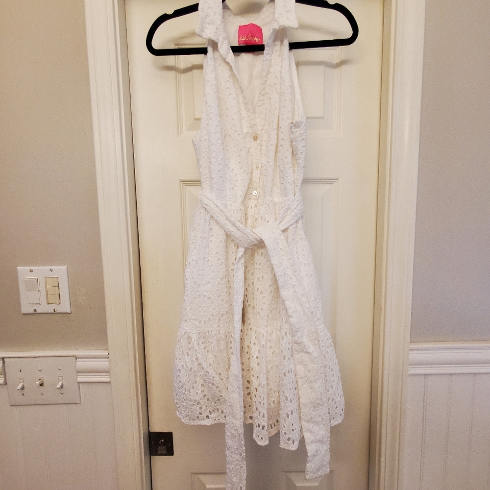 Lilly Pulitzer White Cotton Eyelet Dress Size 12